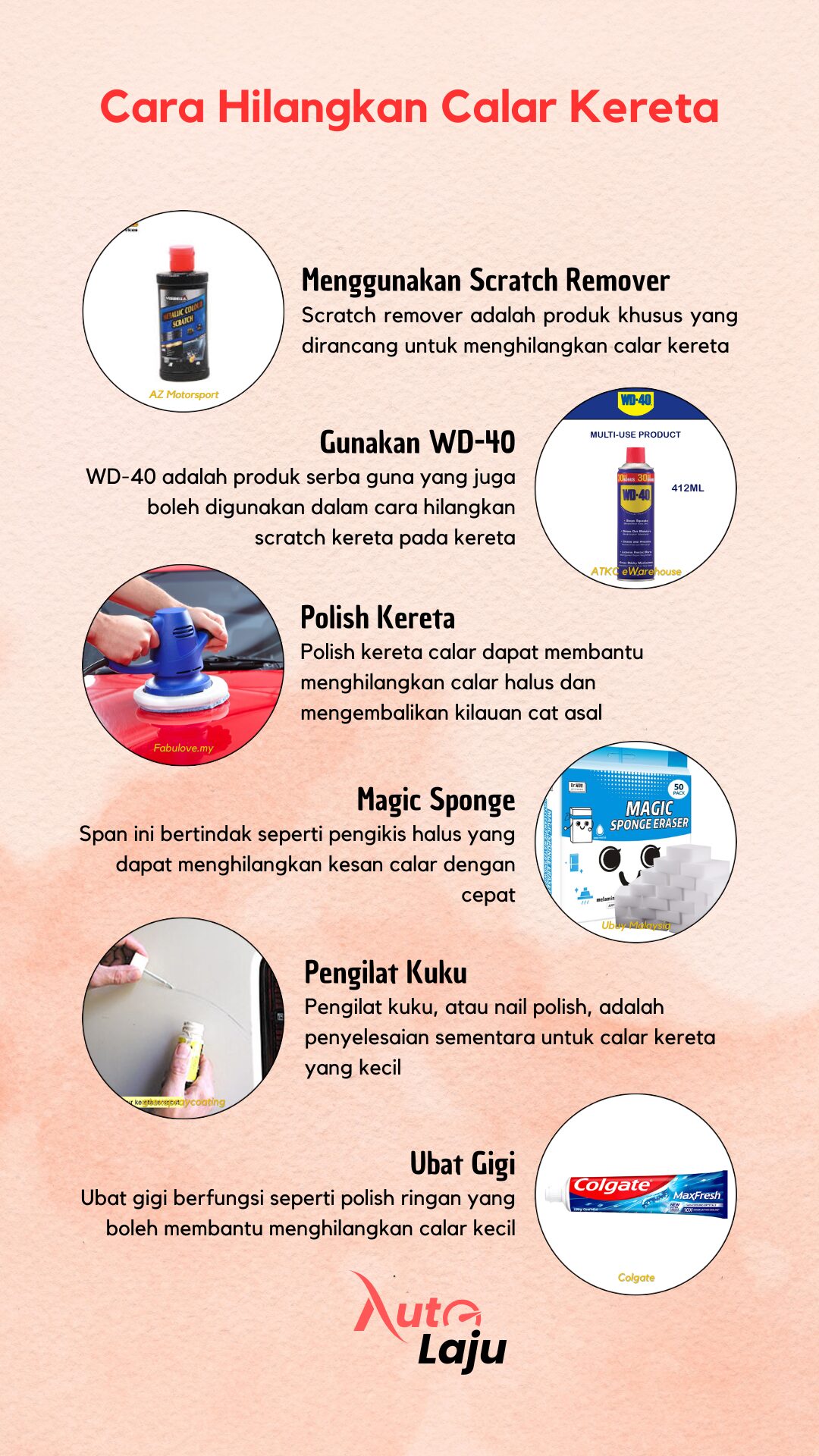 Infografis Cara Hilangkan Calar Kereta